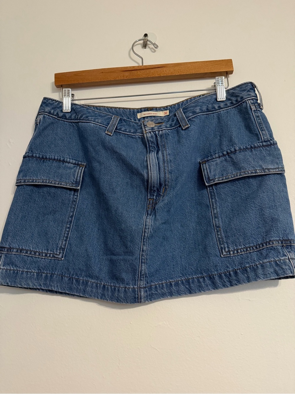 Levi's Blue Denim Cargo Mini Skirt